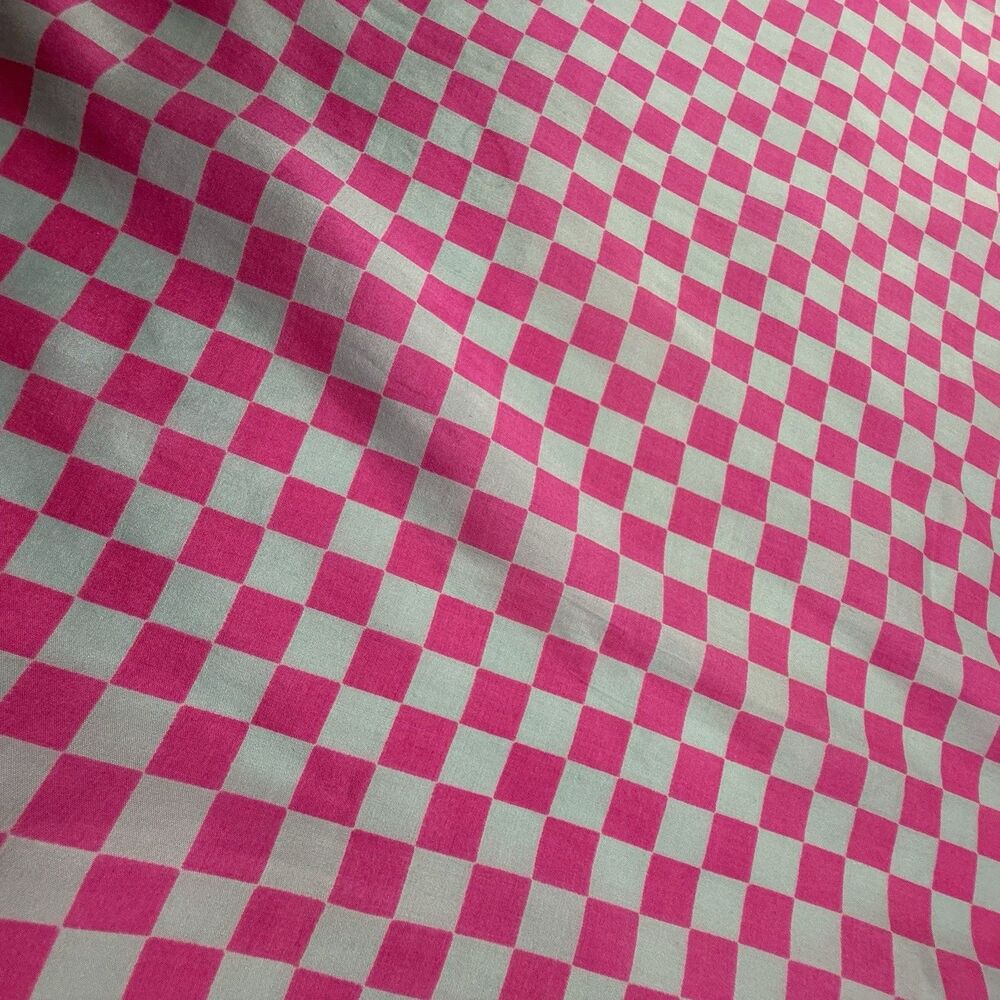 Ray Strauss Inspired by MGM Grand Prix Silk Checkerboard Scarf Pink Blue Vintage